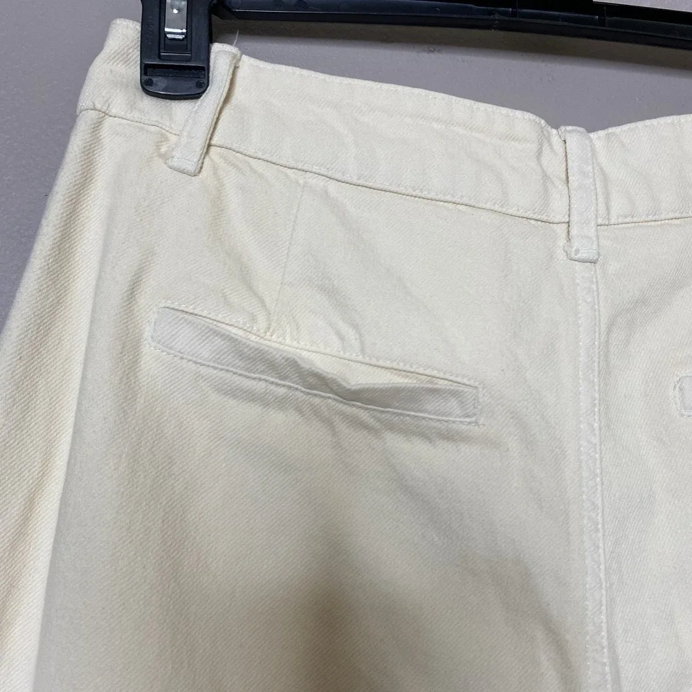ZARA Women Jeans Sz S High Waisted Baggy Loose Fit Wide Leg Cargo Pants Beige - Picture 5 of 11